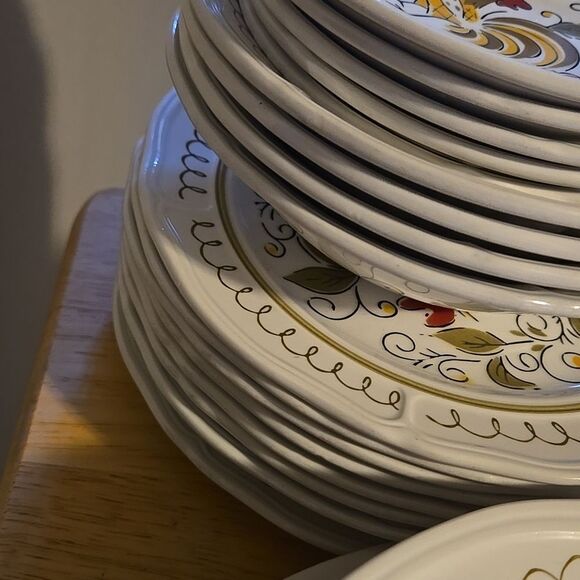 Vintage Mikasa Terra Stone Heritage 7125 Rooster Plate Cup Mug Dinnerware Set 32 - Picture 7 of 16